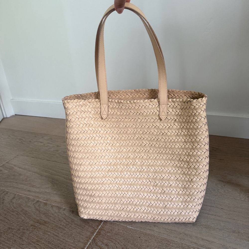 Madewell Cream Woven Leather Handbag